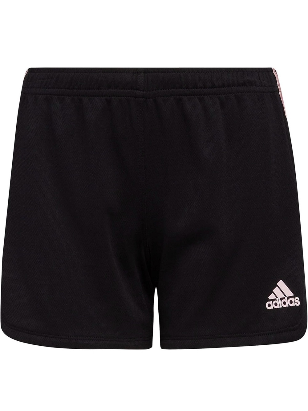 adidas Black Athletic Shorts with White Logo & pink stripe